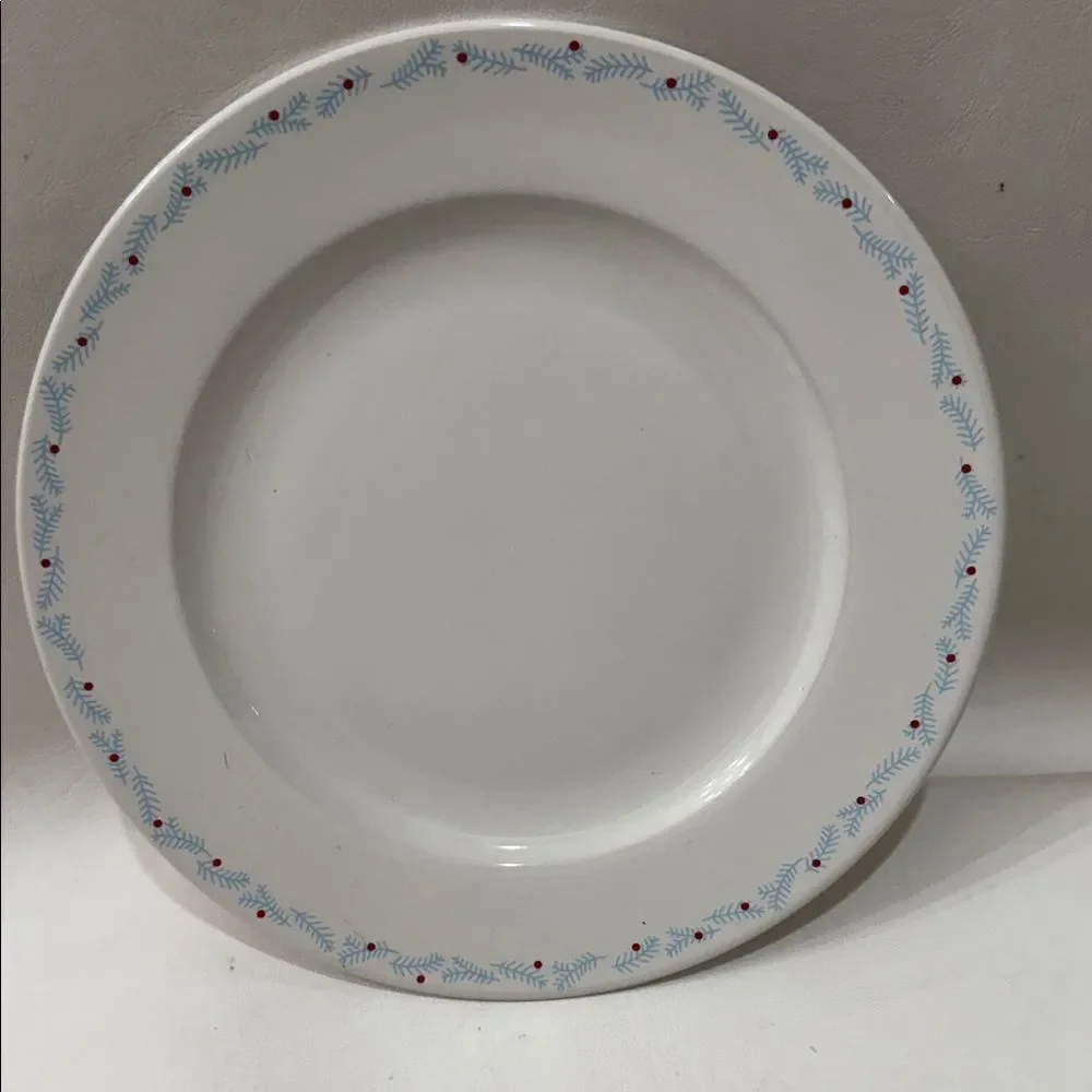 IKEA Christmas Elegant White Dinnerware Set Red Santa & Berries Blue Pine Set 2